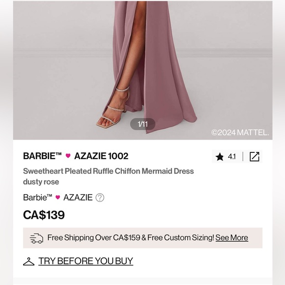 Azazie Bridesmaid Dress Dusty Rose - Picture 11 of 12